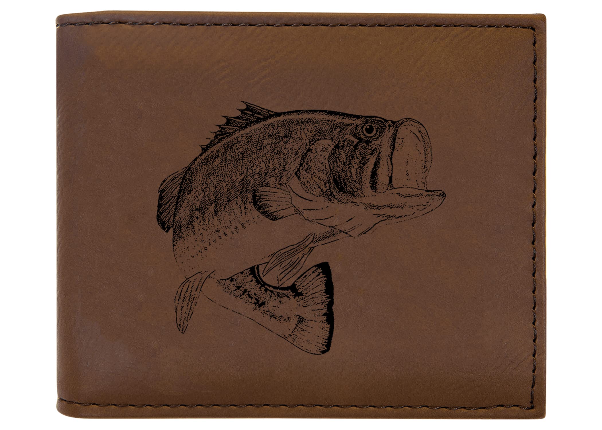 Rogue River Tactical Bass Fishing Fish Men's Leather Bifold Wallet RFID Gift For Him Dad Father United States Billfold Fisherman