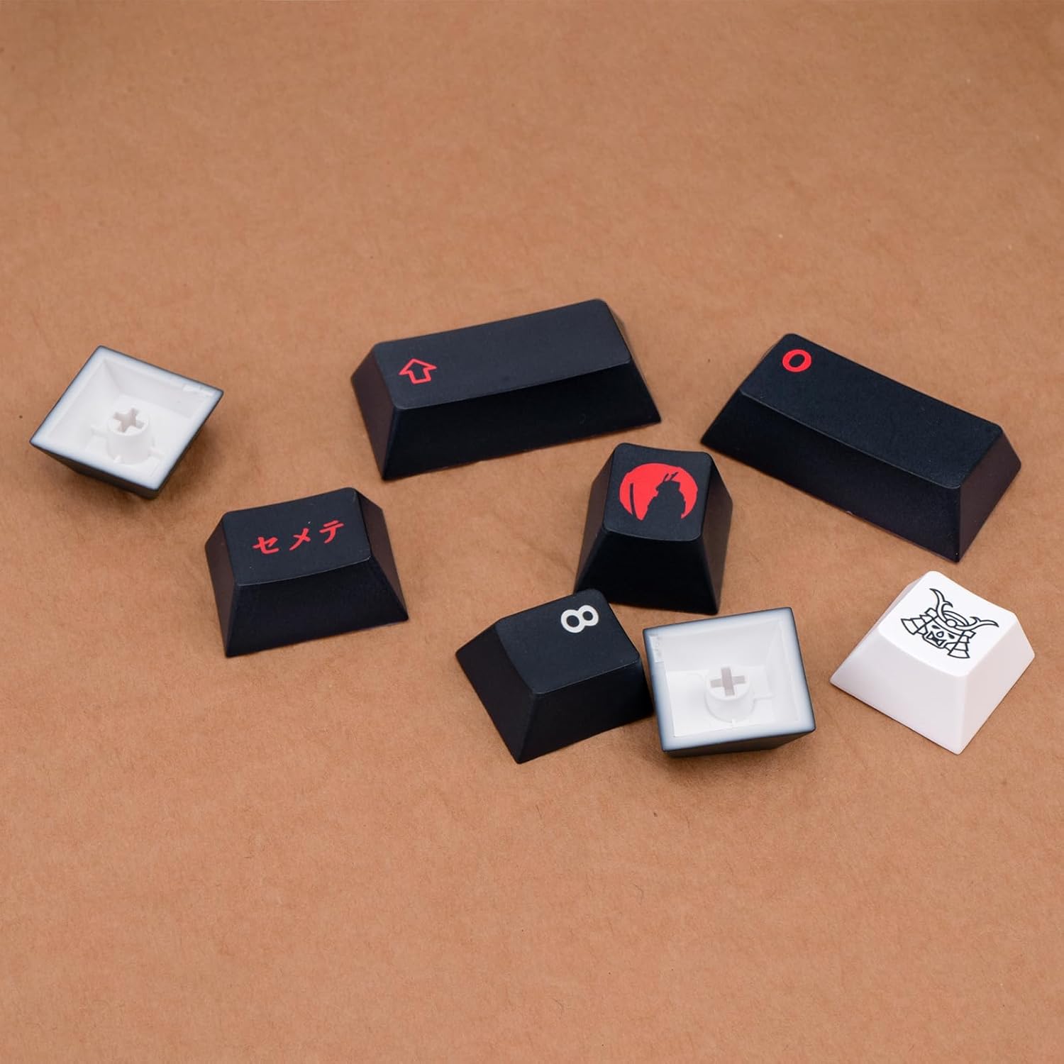129 Keys Red Black Japanese Keycaps, Dye Sublimation PBT Customized KeyCaps, Cherry Profile Keycaps Set for Cherry MX Switches Mechanical Keyboards 61/64/68/84/87/104