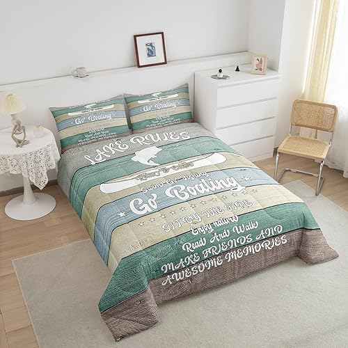Miniatura 9 de Erosebridal Juego de ropa de cama con reglas de campamento, juego de edredón para cámper, tamaño Queen para niños, adolescentes, decoración de