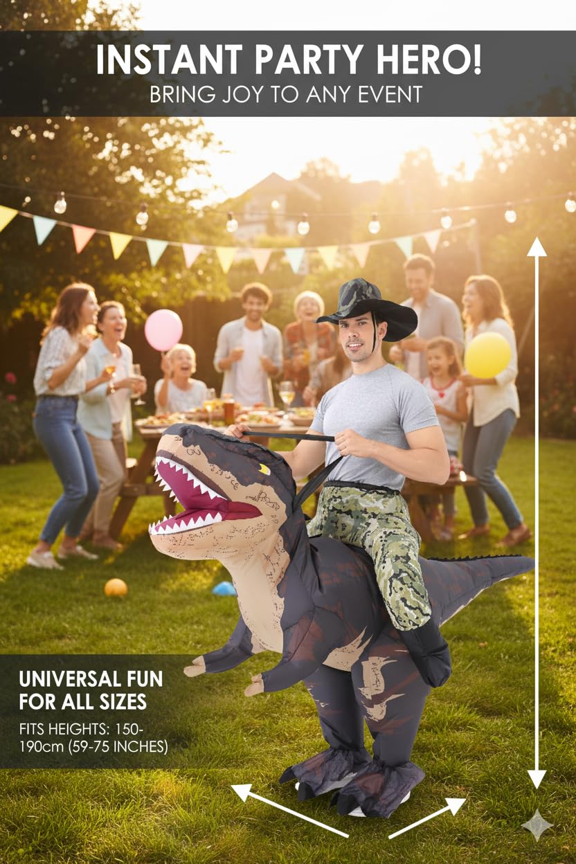 Costume de dinosaure gonflable pour adulte – Costume de dinosaure gonflable pour homme et femme Costume amusant pour Halloween, Noël, carnaval, fête