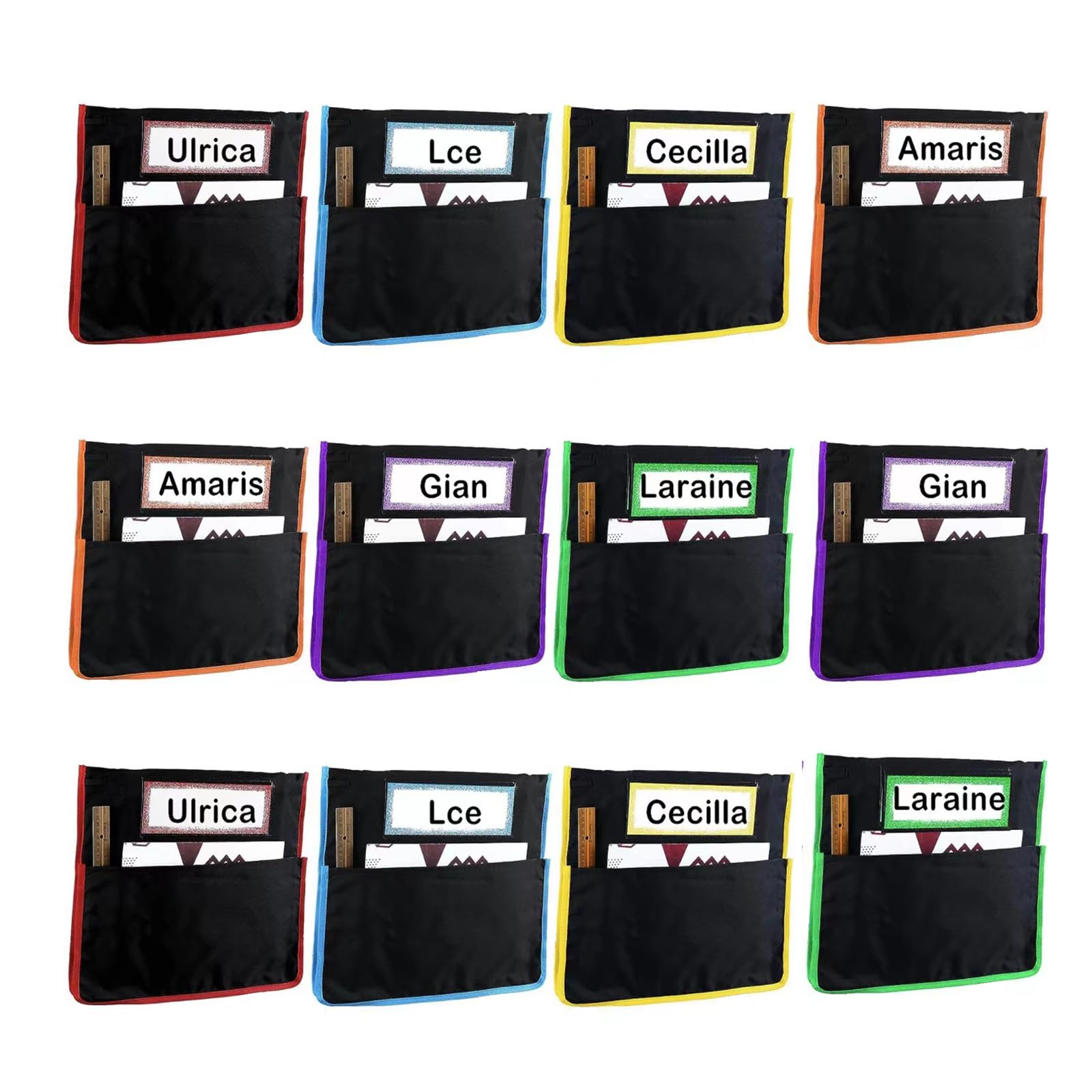 6/12 Uds bolsillo para silla de estudiante organizador de respaldo de asiento de estudiante bolsa de almacenamiento lavable a máquina para Textooks cuaderno diario bolsillo para silla escolar