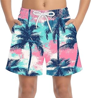 Boys Swim Trunks Summer Stretch Quick Dry Athletic Swim Shorts for Kids Vacation Beach Fashion Swimsuit