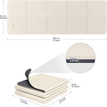 Tapis De Yoga Pliable En TPE – Double Face Antidérapant Pour Pilates Et Exercices – 183 X 61 Cm, Anti-choc