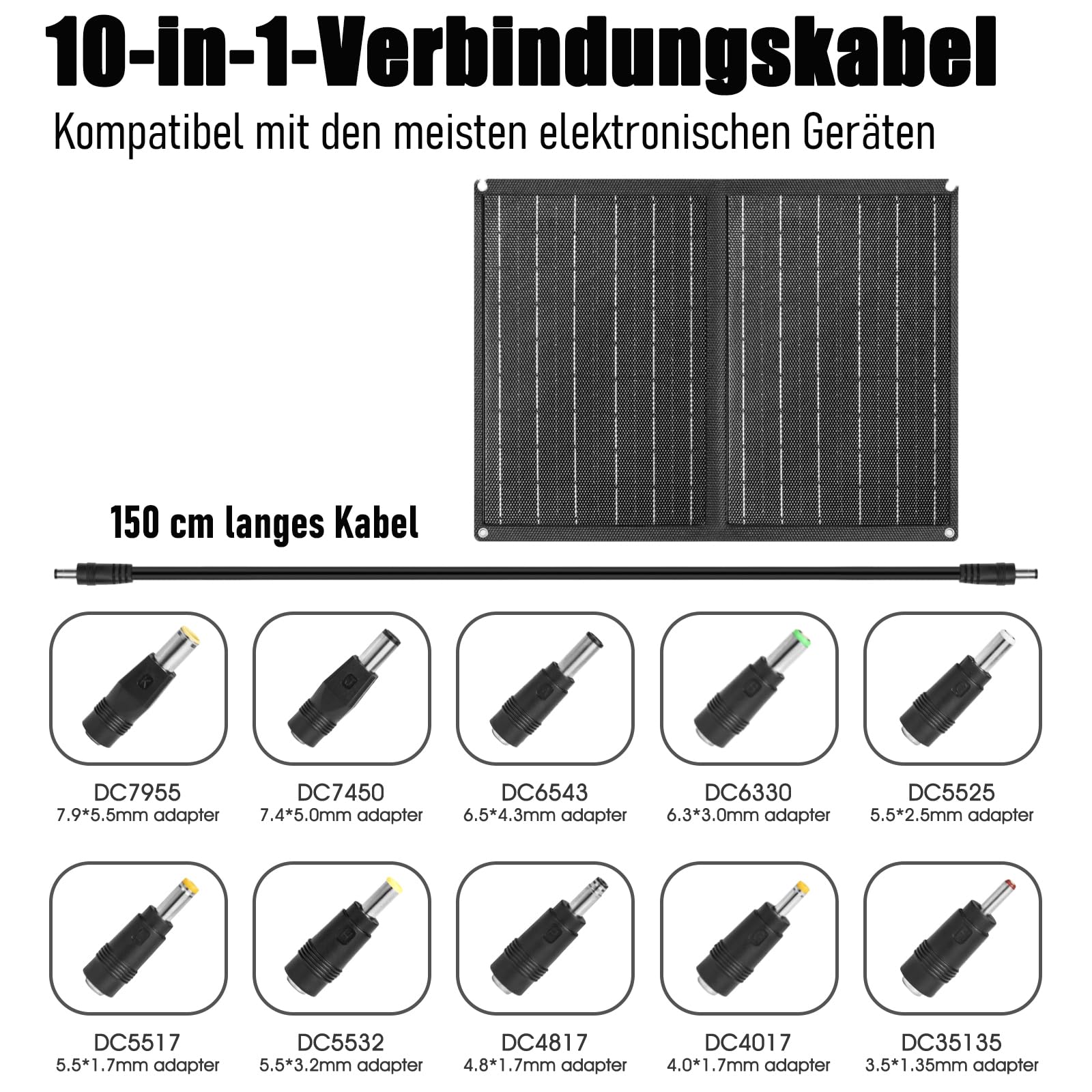 Pannello Solare Portatile 21W Piegaevole Caricatore, Efficienza 23%, Caricatore Rapido con Porte USB e Uscita DC 18V, Pannello Solare Pieghevole per Campeggio Viaggi all'Aria Aperta Emergenza
