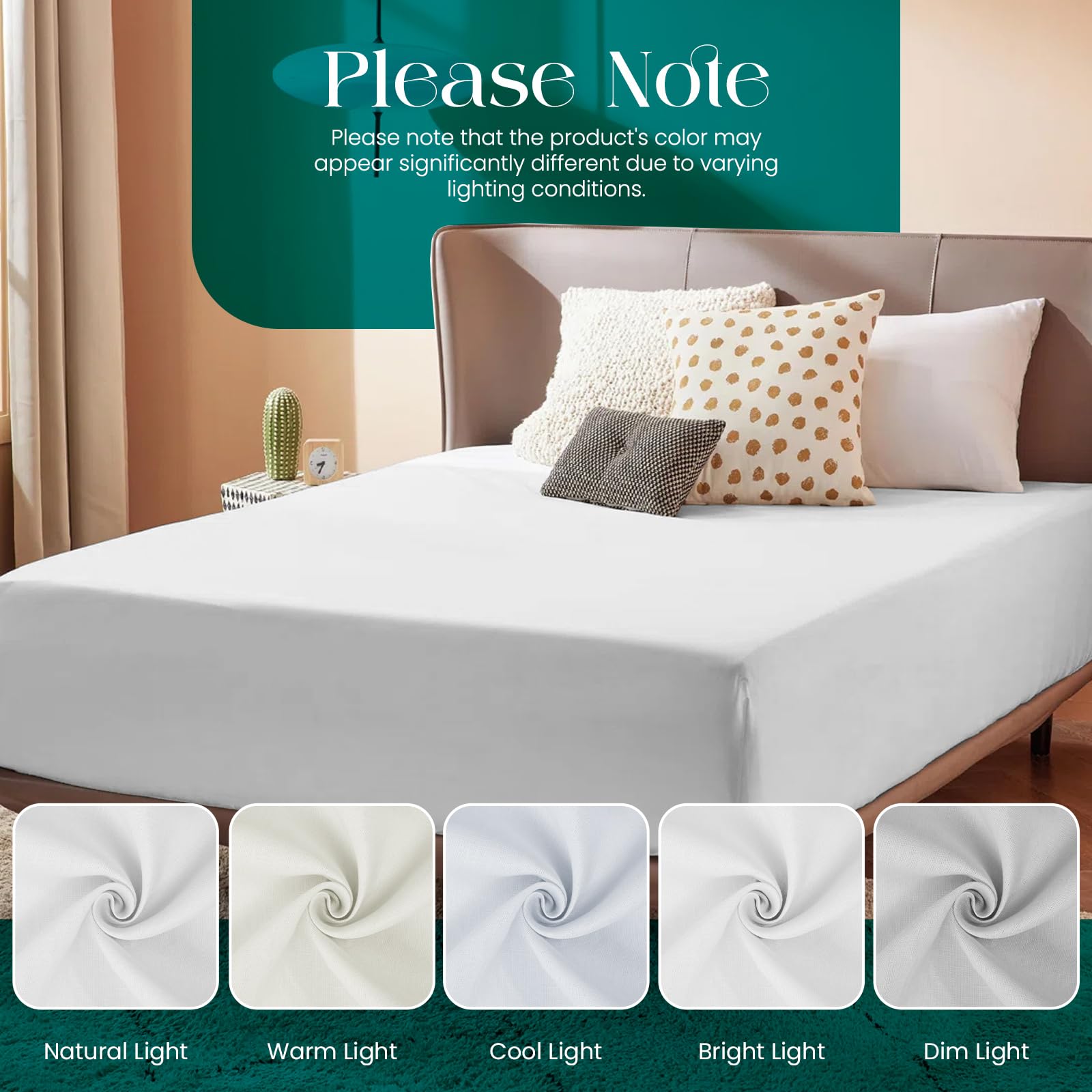 Linens World Egyptian Cotton Fitted Sheets King Size Breathable, Anti Wrinkle 40cm Deep Pocket 200 Thread Count Bed Sheets Bedding & Linen 152 X 200-CM White Bedding King Size Fitted Sheets — view 8