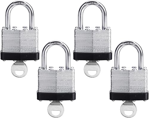 Miniatura 7 de Paquete de 4 candados con llave igual, de 1.575 pulgadas, de alta seguridad, resistentes, con llave, candados con llave para exteriores, para