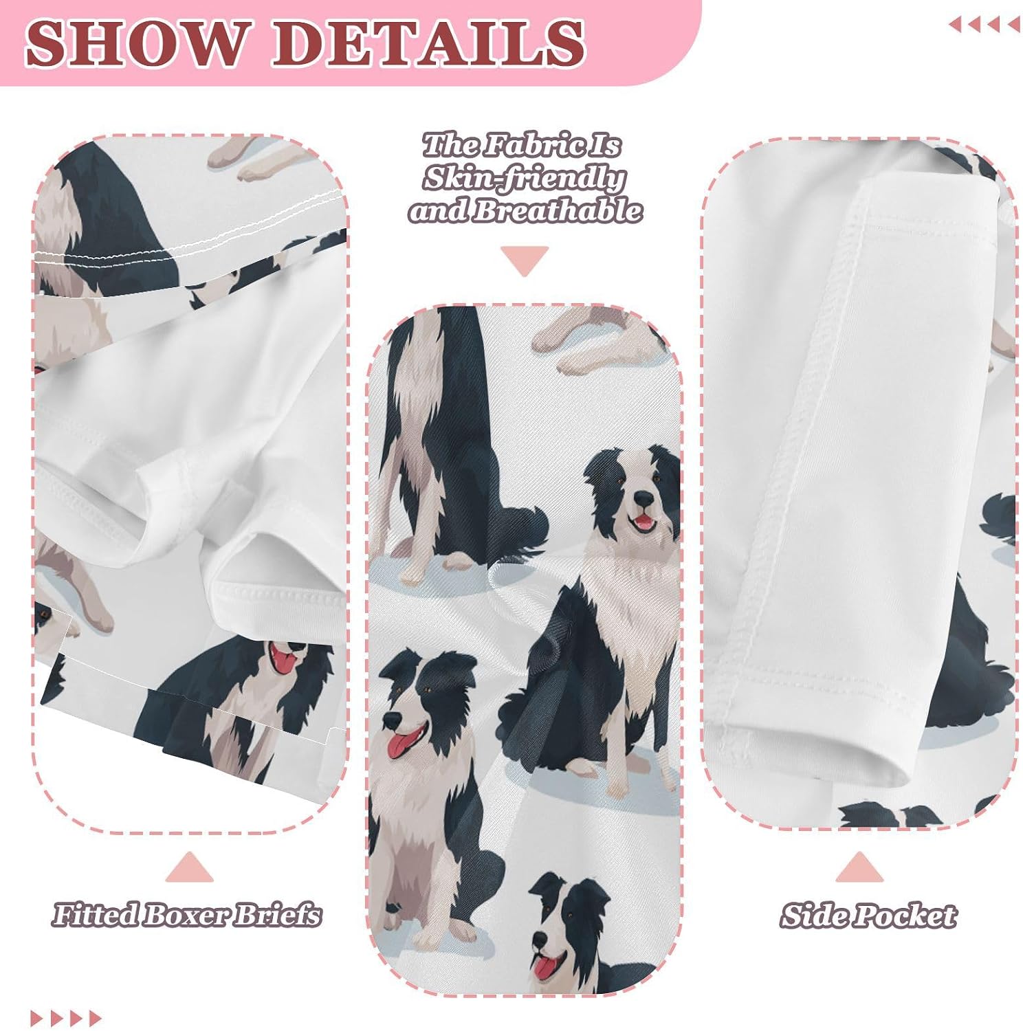 visesunny Cool Border Collie Dog Girl's Golf Skirt Athletic Tennis Skort Sport Activewear with Double Layer Pockets