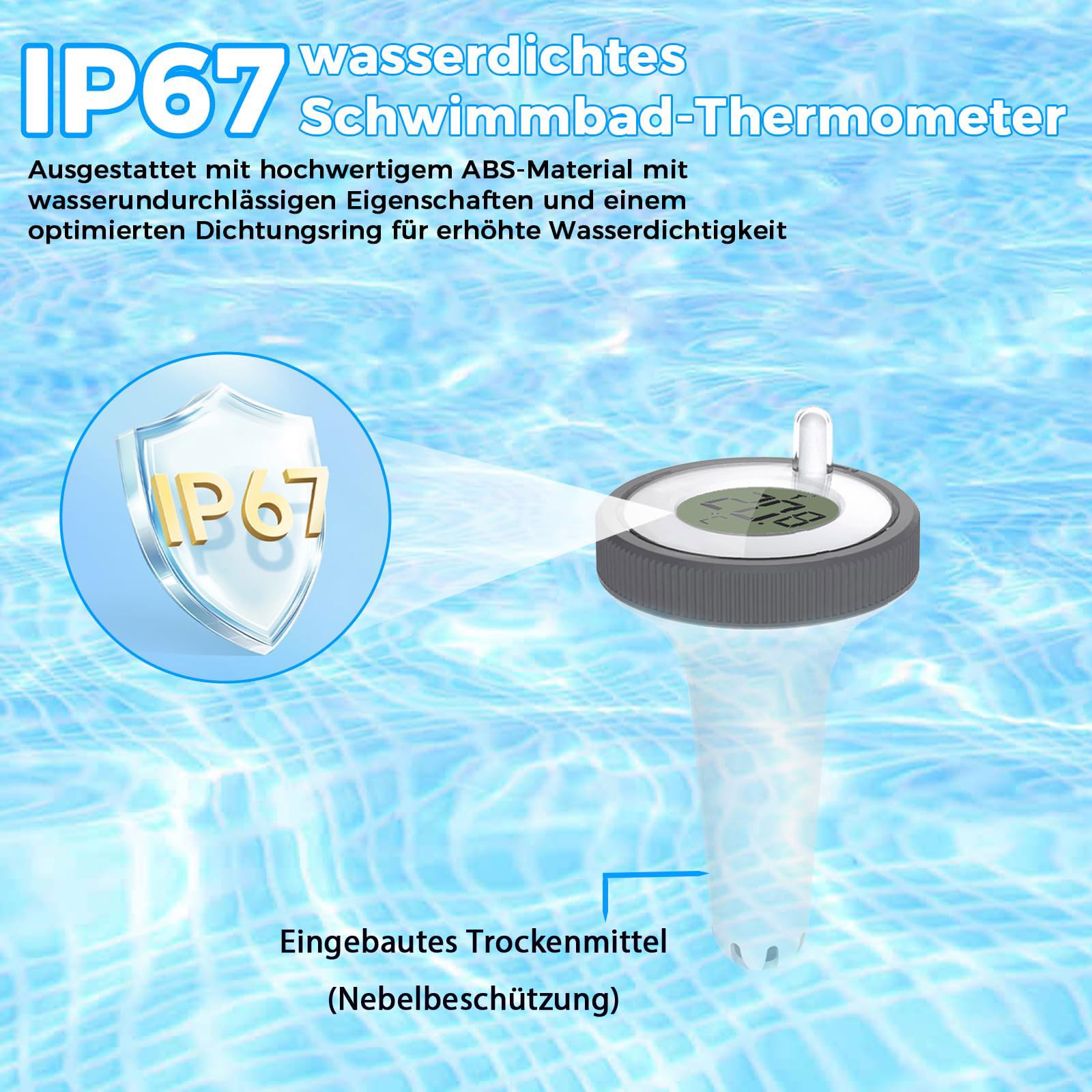 Termometro per piscina, termometro per interni ed esterni, termometro per piscina galleggiante, radio con ricevitore digitale per Piscina Spa Acquari Stagni Vasche Bagnetto Neonati