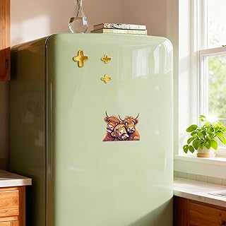 Silly Highland Cow Trio Acrylic Refrigerator Magnet - Funny Farm Animal Decor for Fridge, Locker, Whiteboard | Gift for Cow Lovers, Humor Fans/BXT-X100