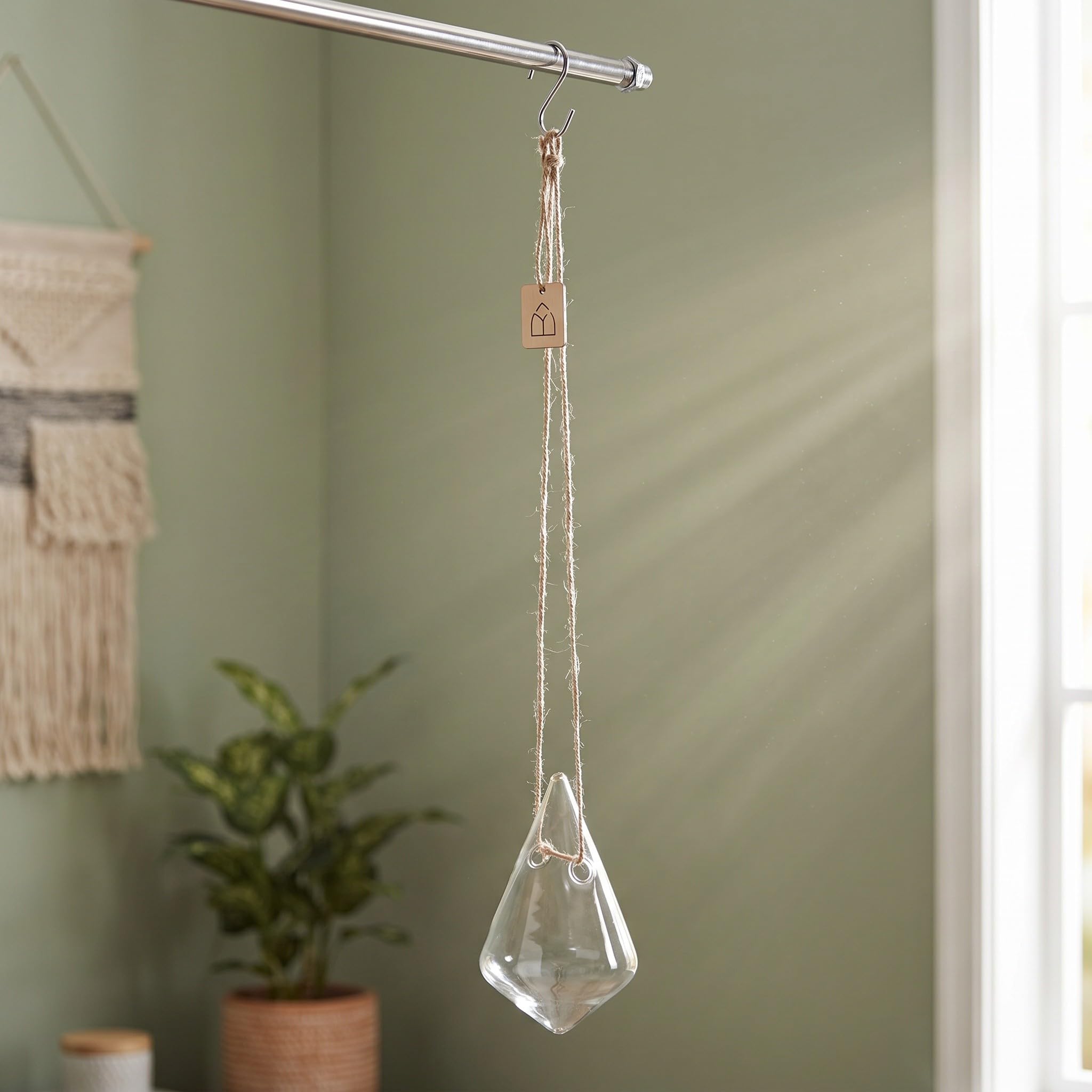 Lurrose Lot de 4 jardinières suspendues en Verre : vases muraux hydroponiques - Stations de Propagation pour Plantes aériennes et Fleurs d'intérieur - décoration de fenêtre.