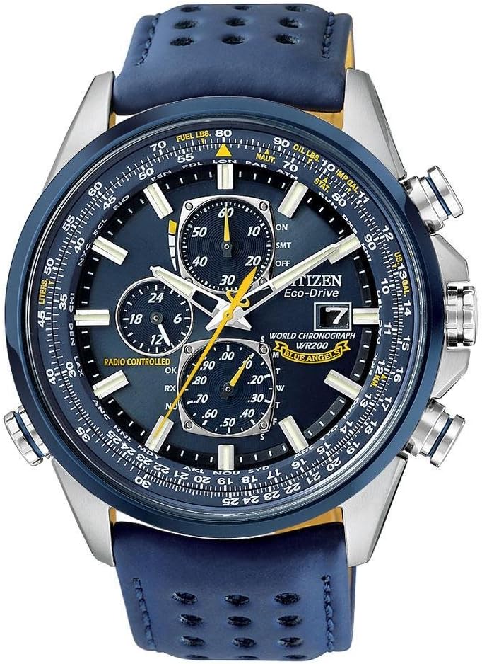 Men's Eco-Drive Sport Luxury World Chronograph Atomic Time Keeping Watch