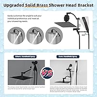 Vista 2 de Hibbent Cabezal de Ducha de Lluvia Filtrado Completamente Metálico de 10'' con Combo Manual, Vara de Ducha de Alta Presión, Brazo de Extensión