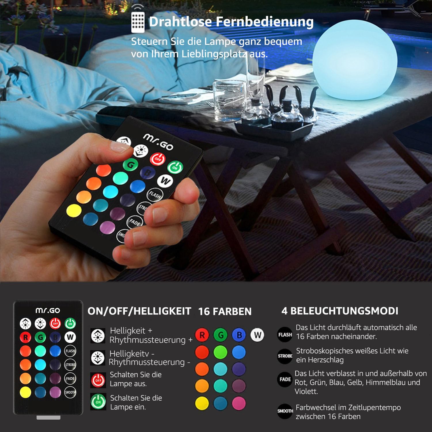 Lampada a sfera di illuminazione atmosfera al LED 15cm-ball