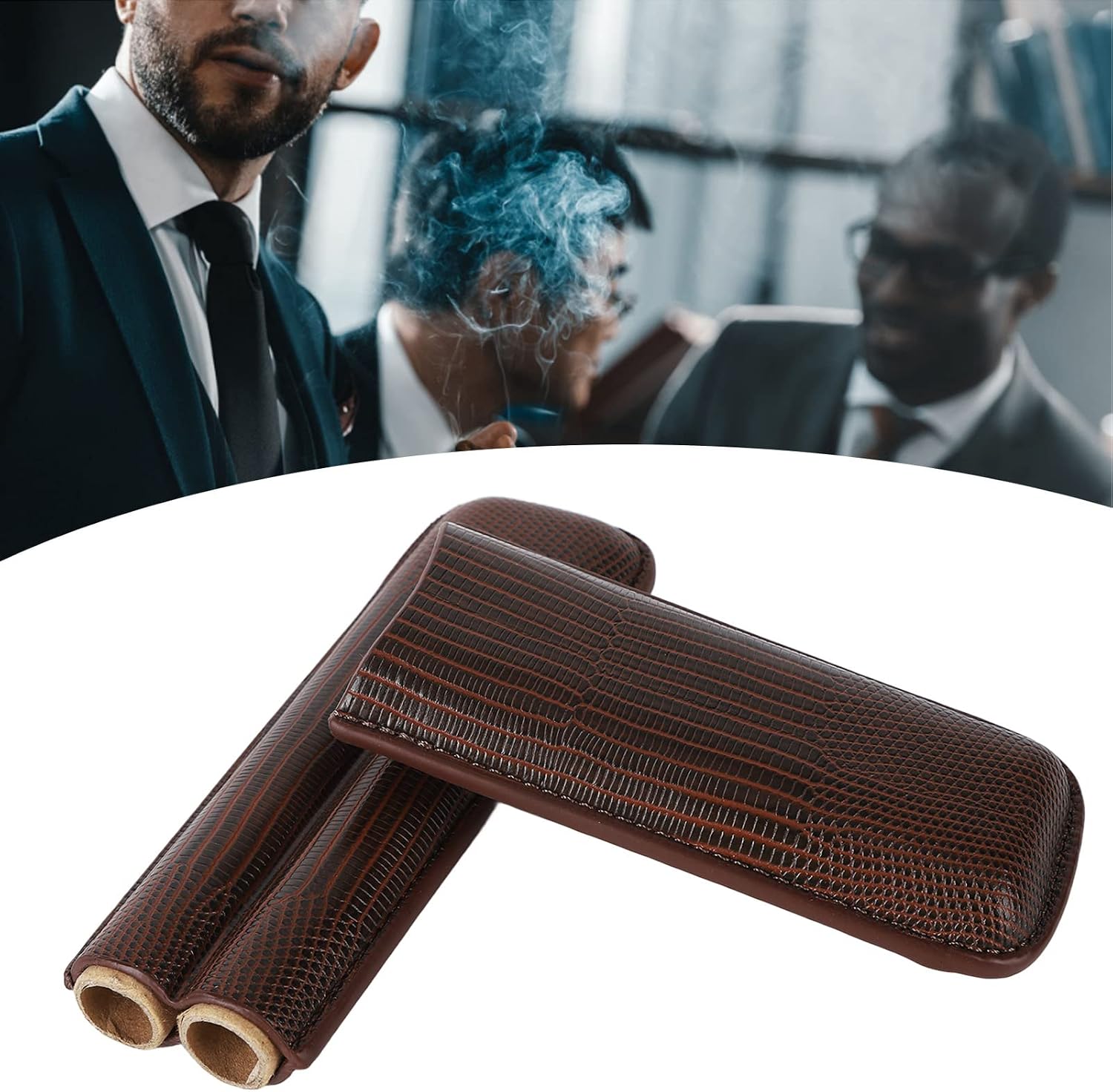 VINGVO Cigar Case Holder, PU Leather Cigar Travel Case, Pouch with Textured Grit Finish, Ideal for Husband, Boyfriend, Father, Lover Gifts