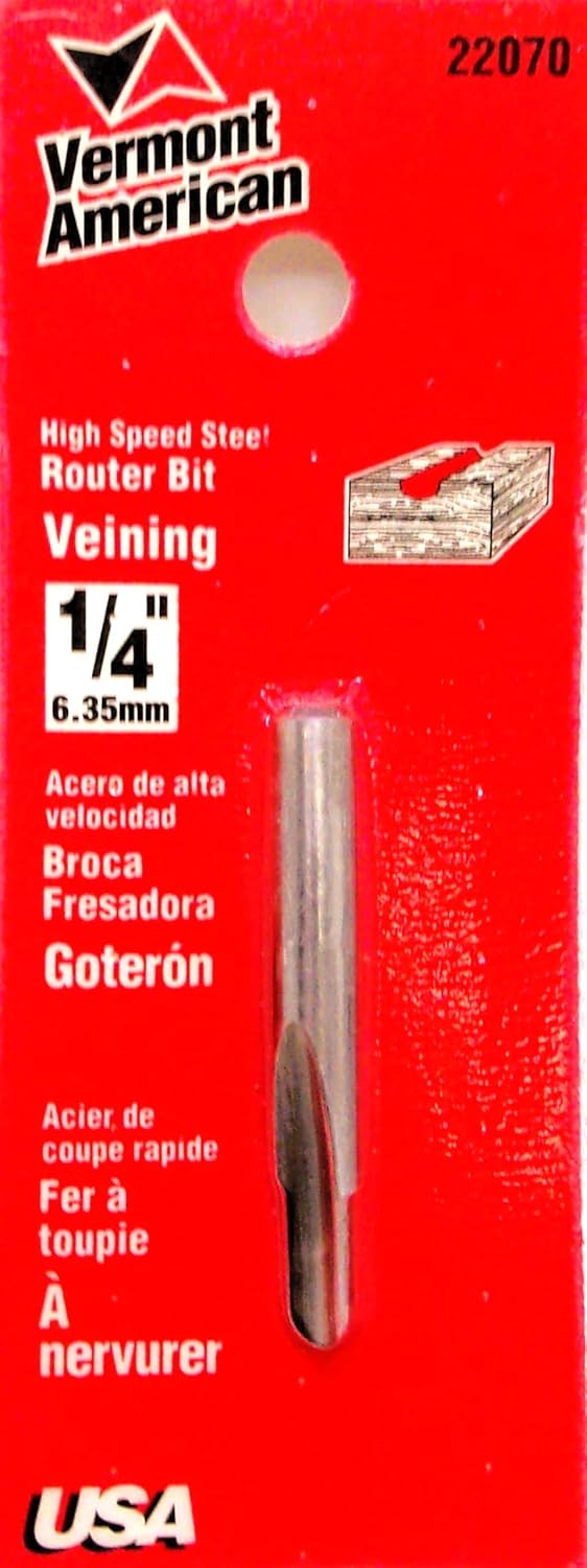 Vermont American 22070 1/4-Inch HSS Veining Router Bit