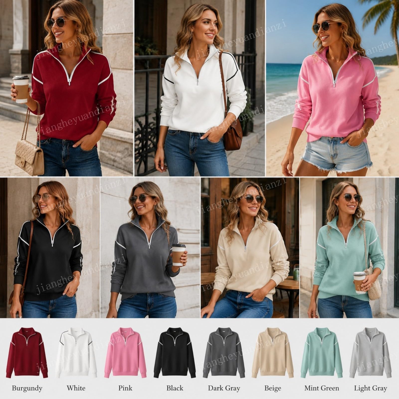 Damen Pullover Einfarbig Strickpullover Langarm Oversize Herbst Winter