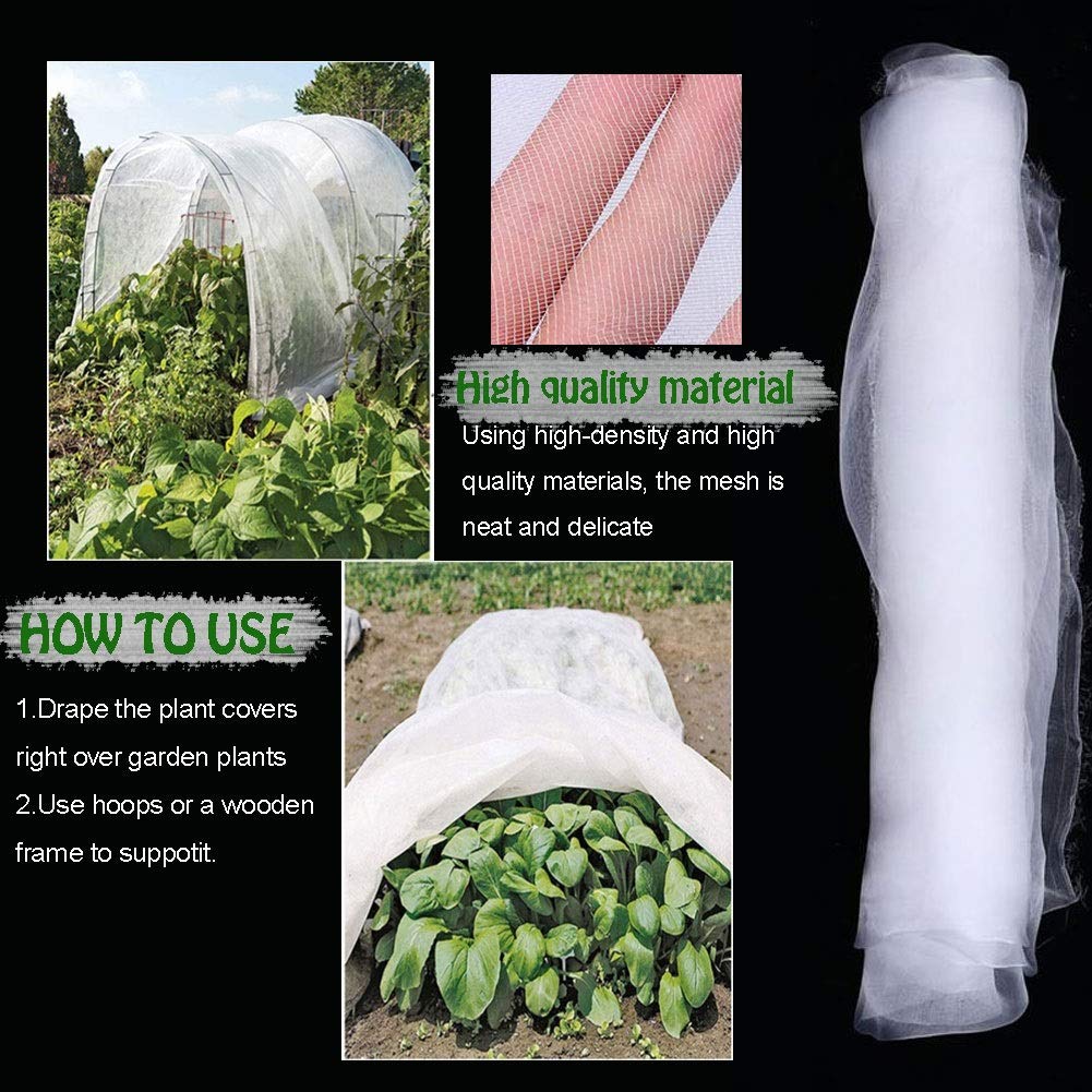 Red de malla fina para control de plagas, protección de pájaros y ct para jardín y huerto, cubierta de plantas transparente UV, 1,5 m x 30 m, ligera, resistente a la intemperie