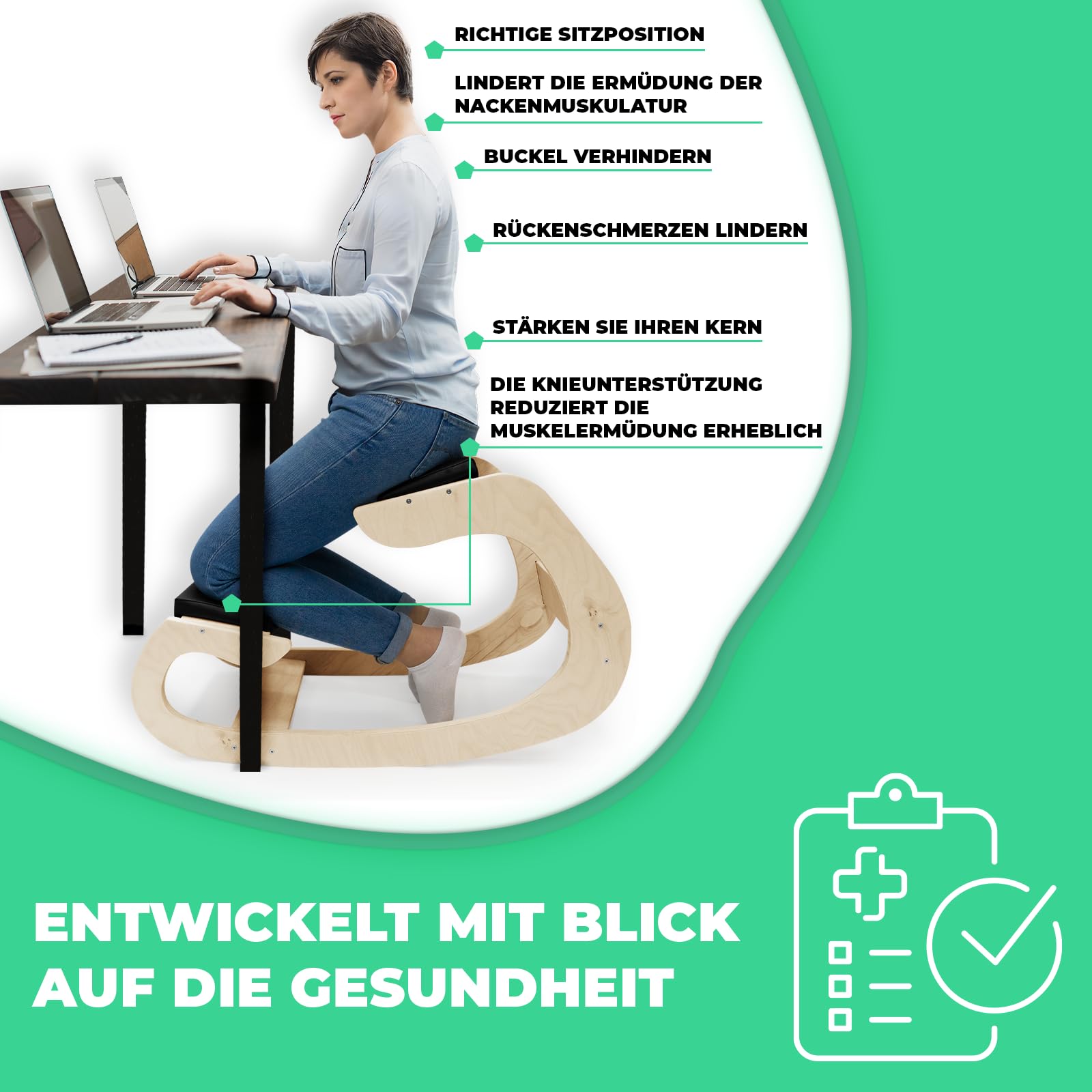 Ergonomischer Kniestuhl und Schaukelstuhl - Verbessern Sie Ihre Haltung zu Hause und im Büro