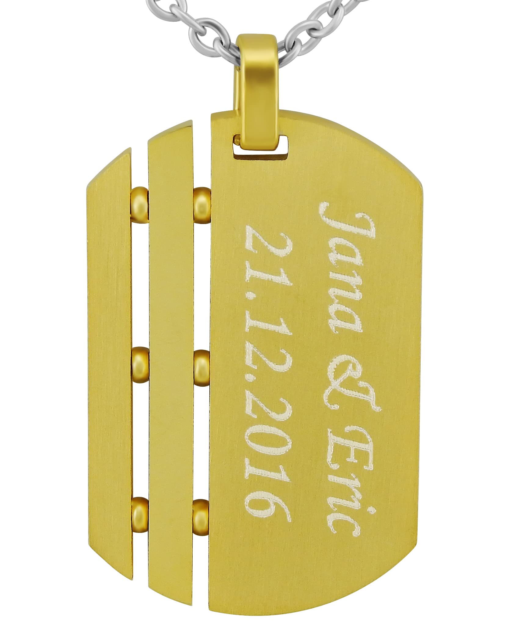 Hanessa Collana personalizzata con incisione in acciaio inox 50 cm con ciondolo Dog Tag in argento – Collana personalizzata per uomini e donne – Gioielli personalizzati da donna, Acciaio inossidabile