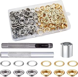100 Sets Grommet Tool Kit, BetterJonny 12mm Metal Eyelets Grommets Kit with 3Pcs Installation Tools for Craft Making, Repair and Leather Clothing
