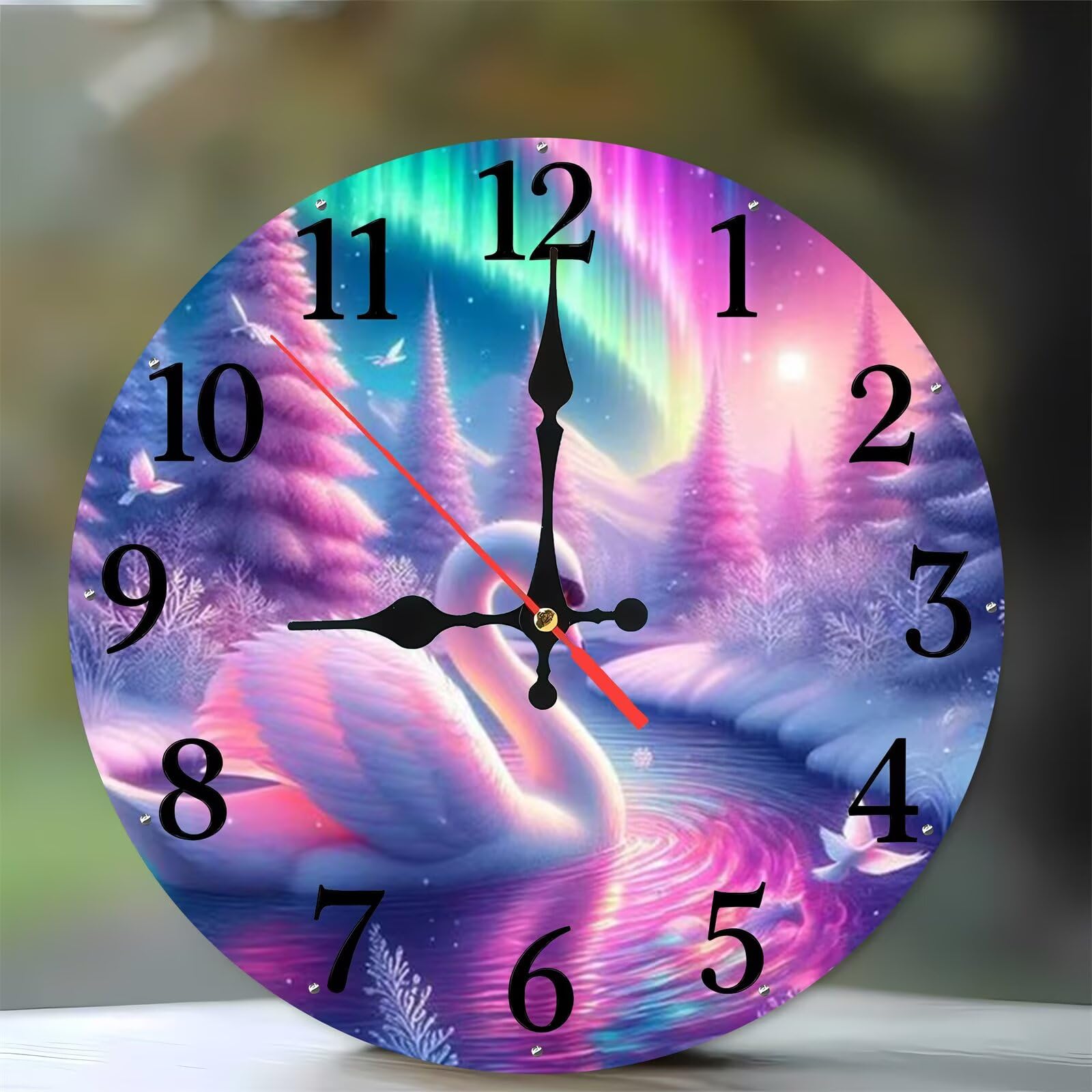 Horloge murale chambre sans bruit mécanisme silencieux bois 35 cm