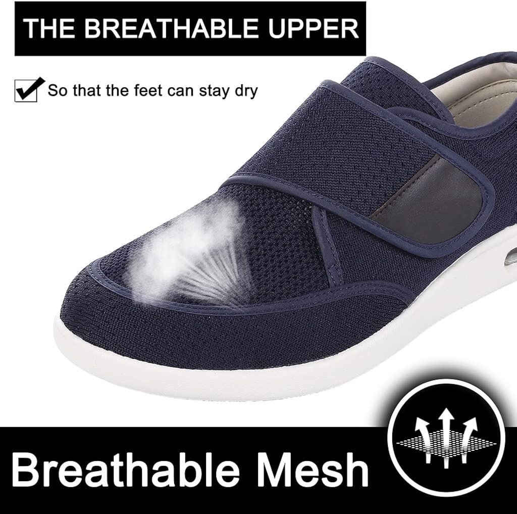 Miniatura 4 de Elitechoice Zapatos para diabéticos para hombres, zapatos para diabéticos de ancho ancho, cierre ajustable, ligeros, transpirables, pies hinchados,