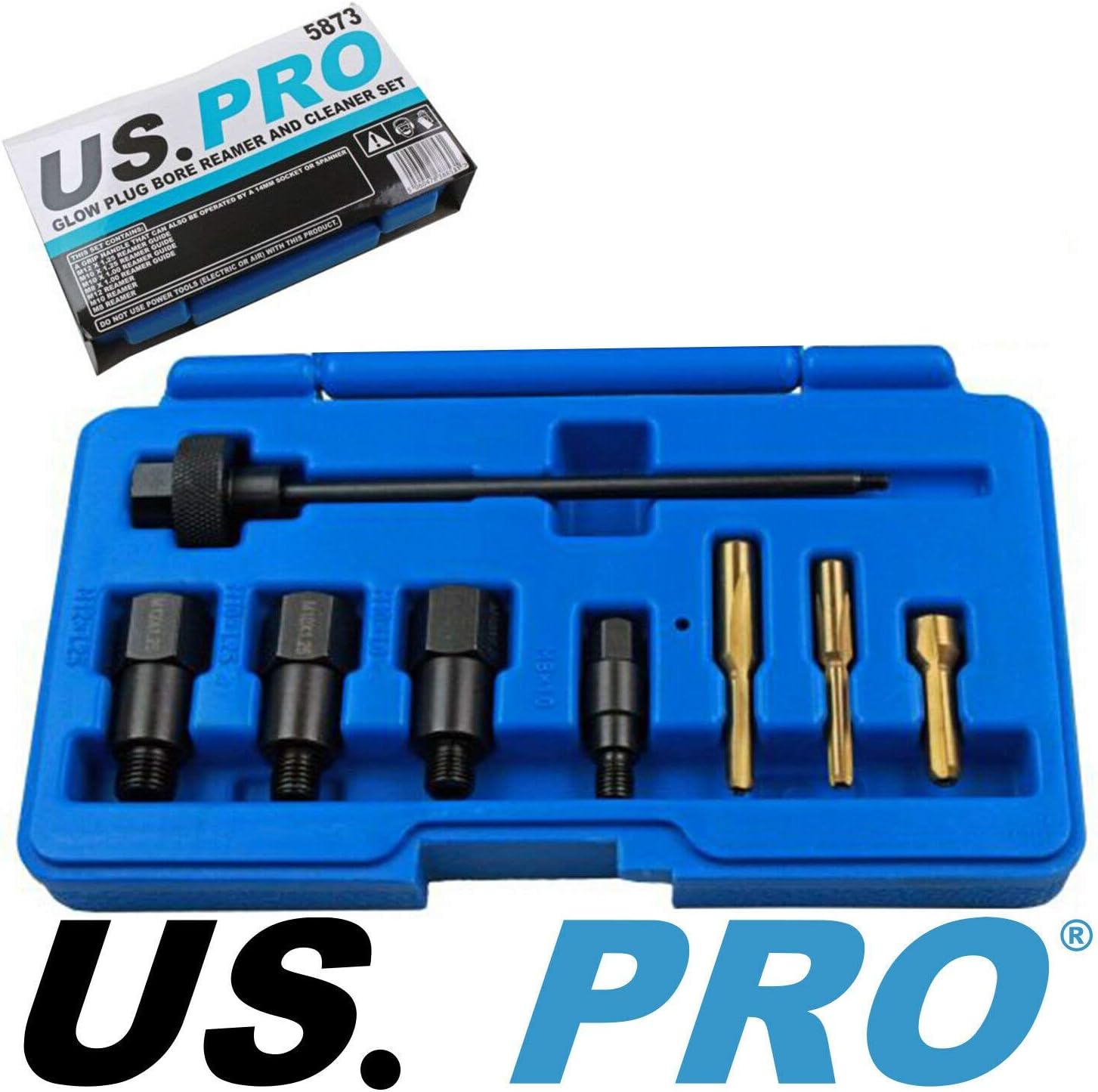 US PRO Tools 9 Piece Glow Plug Bore Reamer And Cleaner Set 5873