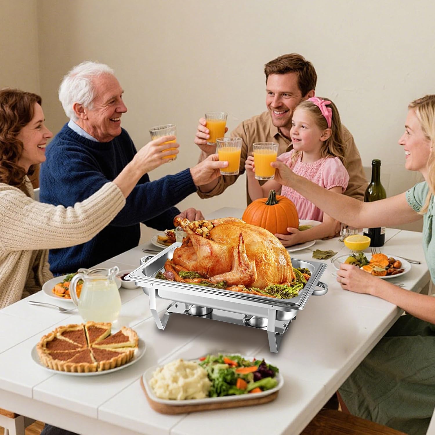 AIZYR Roll Top Chafing Dish Buffet Set, Stainless Steel Chafer Catering Food Warmer Chafing Server Dish for Parties, Birthday, Banquet, Wedding,Single Grid