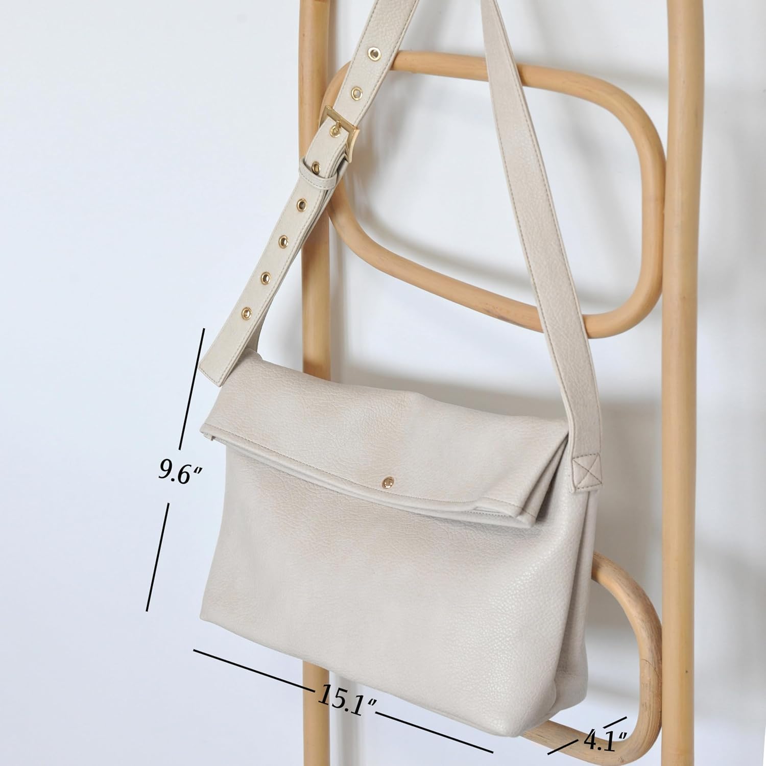 HOXIS Messenger Bag for Women Crossbody Purse Vegan Leather Foldover Shoulder Handbag