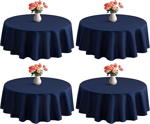 joybest Paquete de 4 manteles redondos de poliéster de 60 pulgadas para mesas de 20 a 38 pulgadas, resistentes a las manchas y a las arrugas, mantel