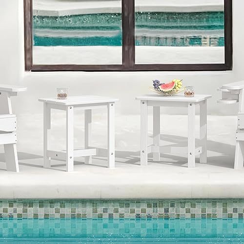Miniatura 41 de LUE BONA HDPS - Mesa auxiliar para exteriores, pequeñas mesas auxiliares Adirondack para exteriores, mesa auxiliar exterior para patio, porche, Negro