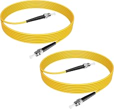 YACSEJAO ST to ST Fiber Patch Cable Singlemode Fiber Patch Cord with Simplex 9/125 Straight Tip Connector ST/ST Singlemode Fiber Optic Patch Cord 2 Pack
