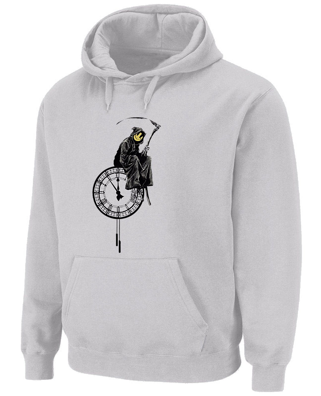 Tribal T-Shirts Men's Light Grey Banksy Grim Reaper Hoody (Large, )