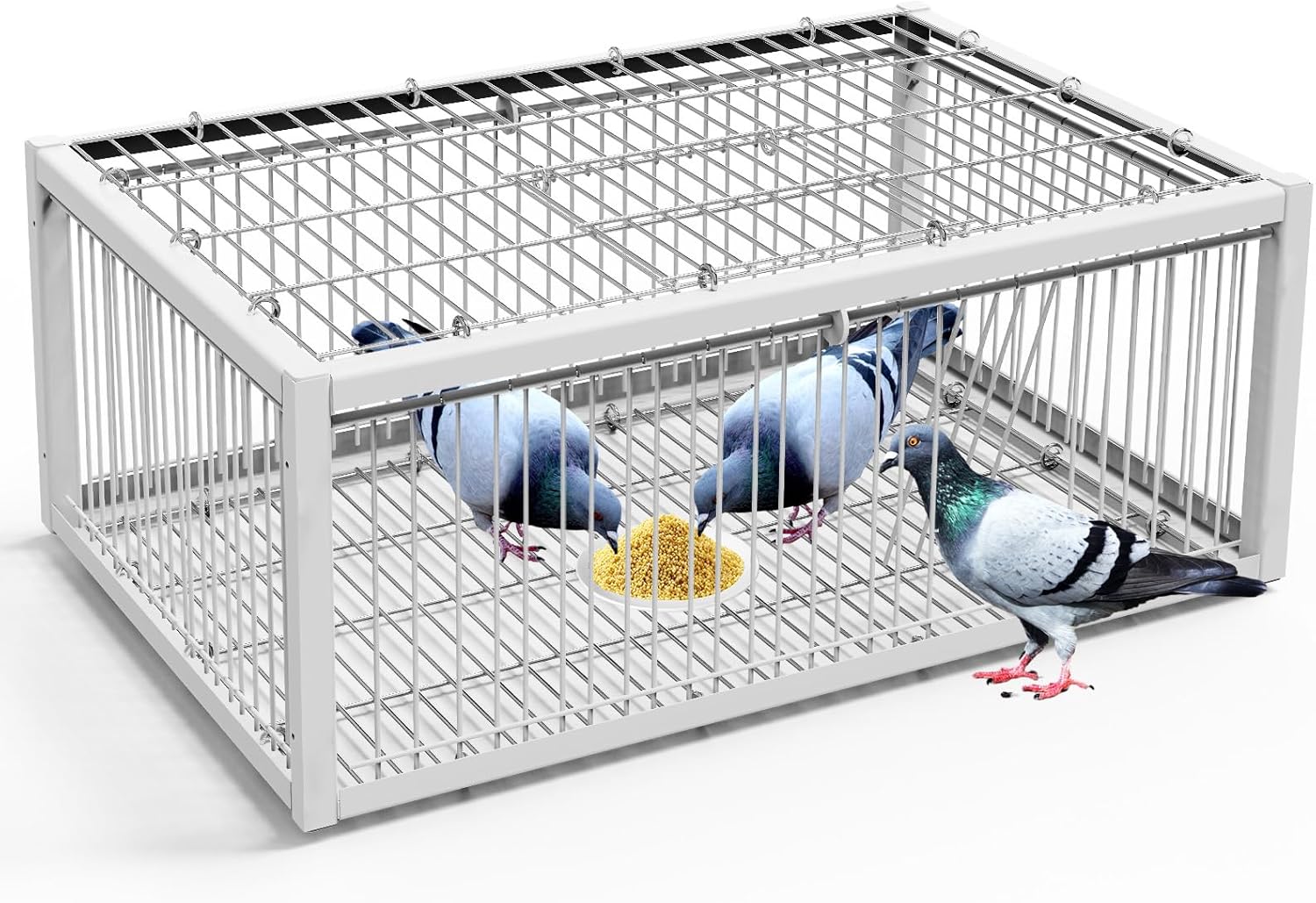 Pigeon Escape-Proof Trap with One-Way Entry, Four-Door Cage, U-Trap Door, Ideal Pigeon Coop for Roof, Patios & Gardens