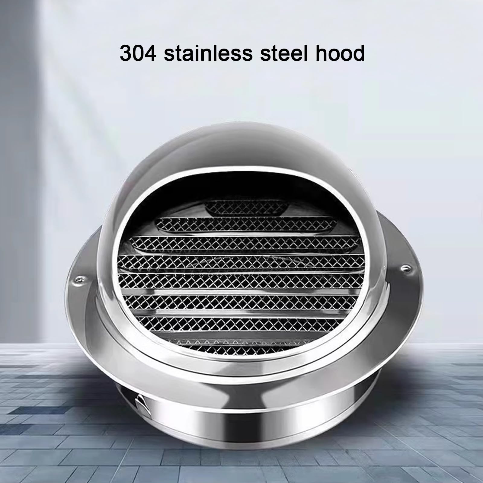 304 Edelstahl-Schornsteinaufsatz,Bereich Haube Abluftrohr Außenbereich Wand Lüftung Windshield Schornstein Regenhaube,Lüftungskappe für Luftkanäle,Built-in Louvers und Aluminiumlegierung Gitter (60m