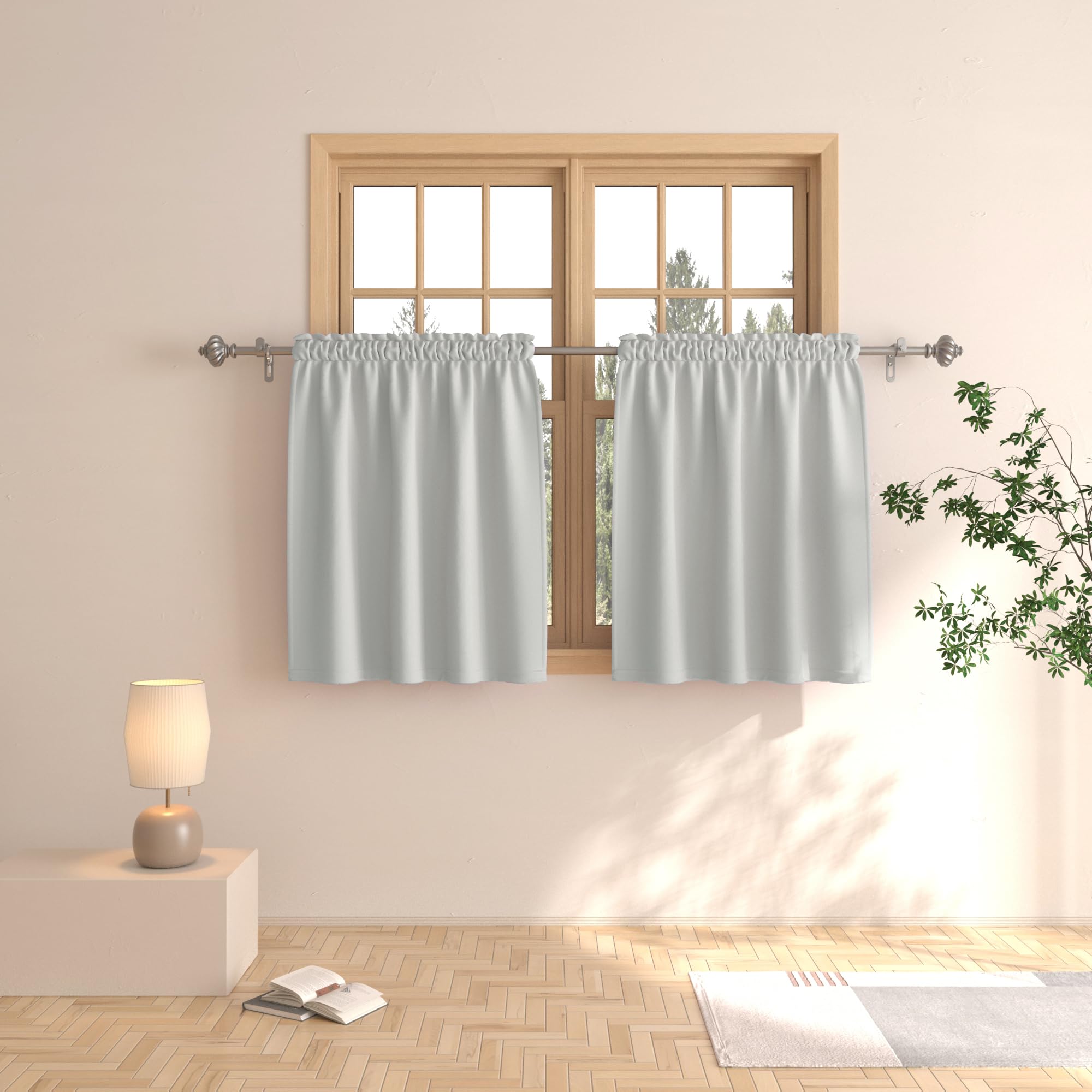 Rideau court triple tissage anti vis-à-vis pour petite fenêtre de cuisine