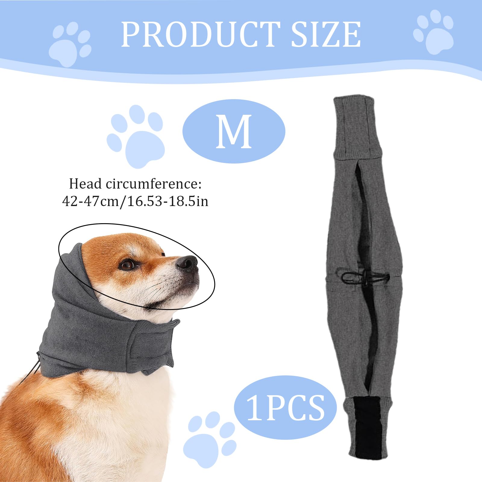 Nauszniki dla psa 42-47 cm nauszniki dla psów regulowana redukcja szumów bandana dla zwierząt, łagodzi niepokój i utrzymywanie ciepła dla zwierząt