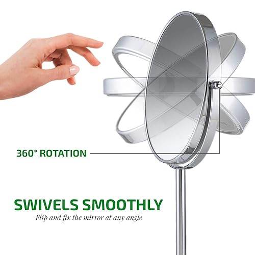 Miniatura 3 de OVENTE Espejo de mesa de 8 pulgadas, aumento de 1X y 7X, espejo de mesa redondo ajustable de doble cara, abatible para vista de cerca, compacto para