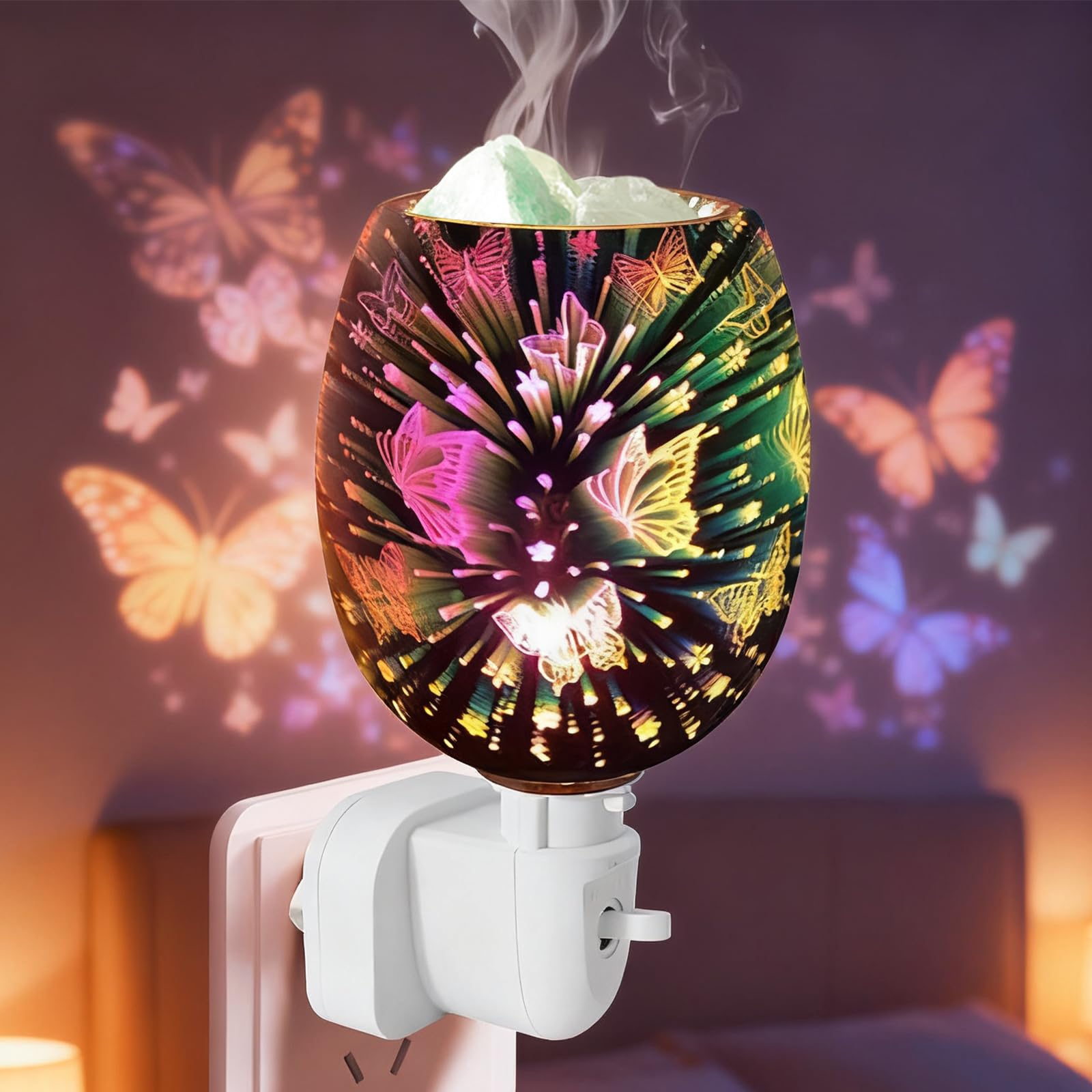Lampada Profumata Elettrica In Ceramica Dimmerabile – Per Cera E Oli Essenziali, Luce Notturna Calda, Diametro 9 Cm