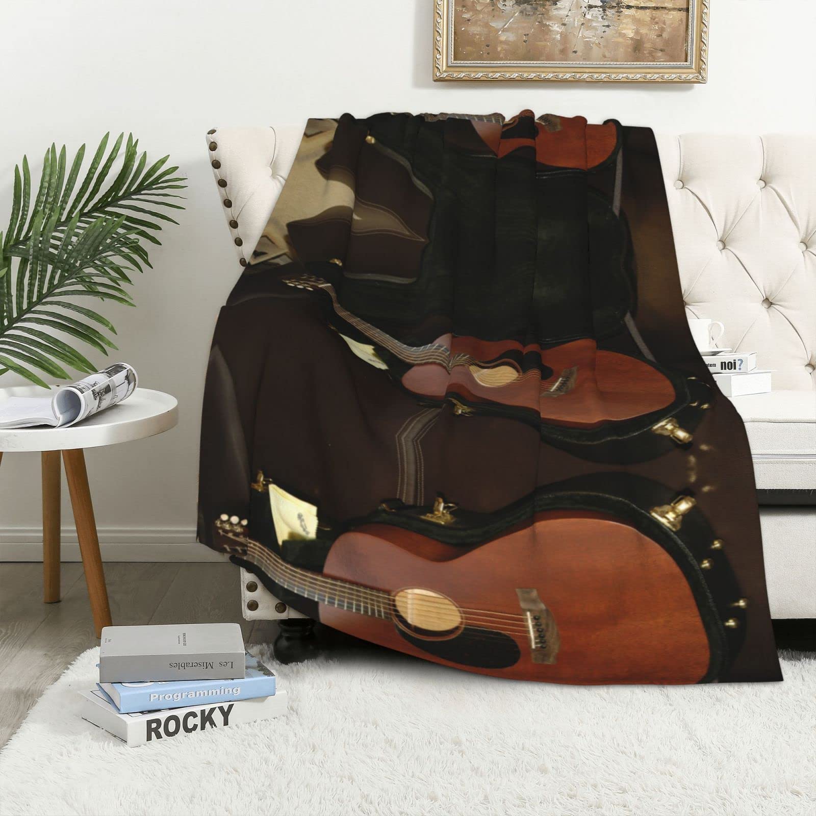Acoustic Guitar Blanket 102 x 152 cm, Personalized Lightweight Cozy Plush Anti-pilling Flannel Throw Blanket
