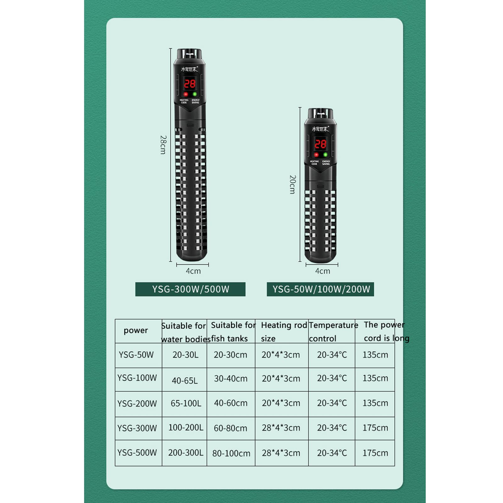 Calentador Acuario Acuario Calentador Varilla Automática Inteligente Ahorro De Temperatura Constante Potencia Calentador,500W