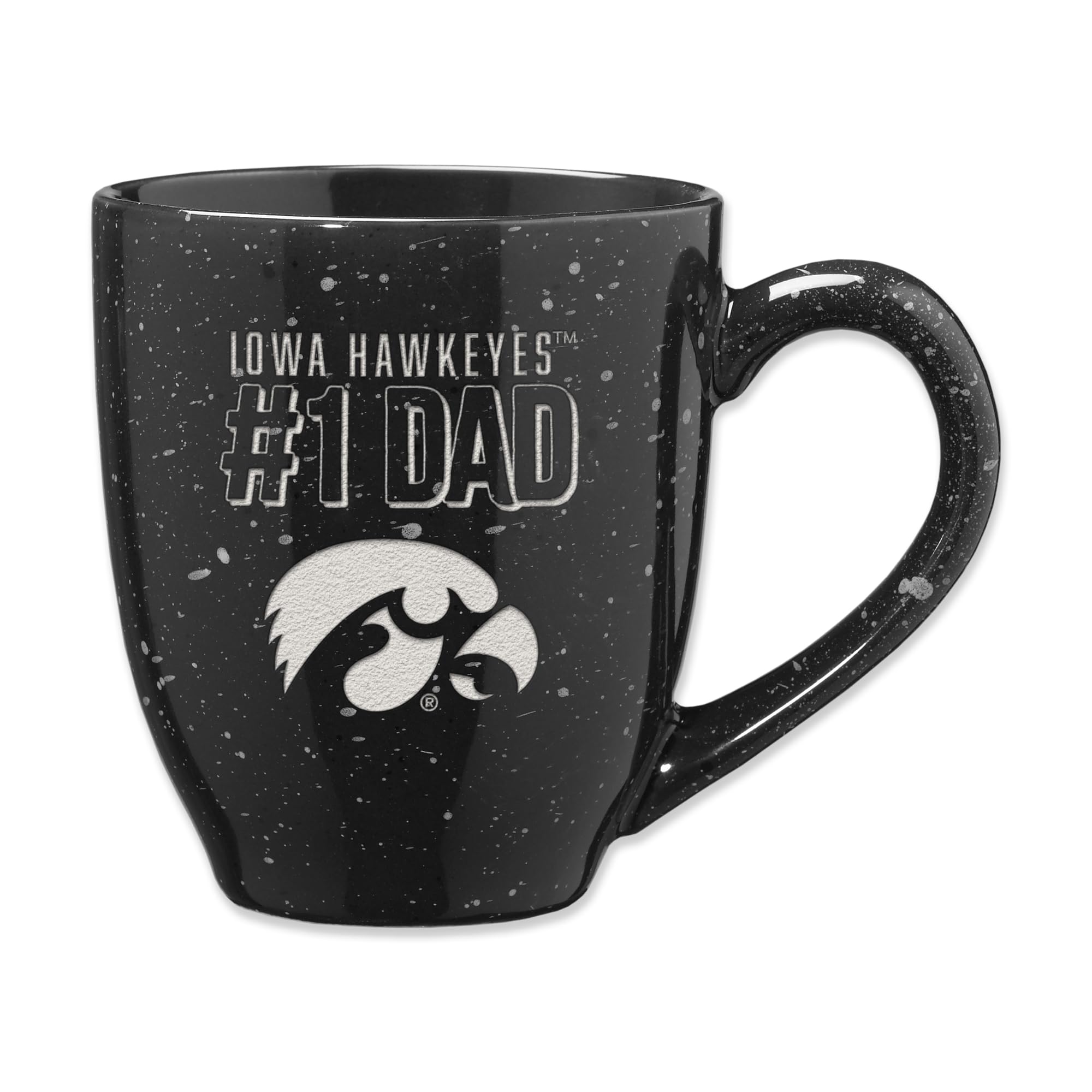 Tasse Iowa Hawkeyes Dad Rico Industries en céramique noire gravée 473 ml