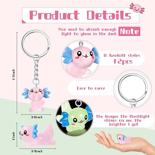 Miniatura 9 de 12 llaveros de ajolote de dibujos animados 3D, decoración de cumpleaños de ajolote kawaii, recuerdos de fiesta, dijes de ajolote, accesorios