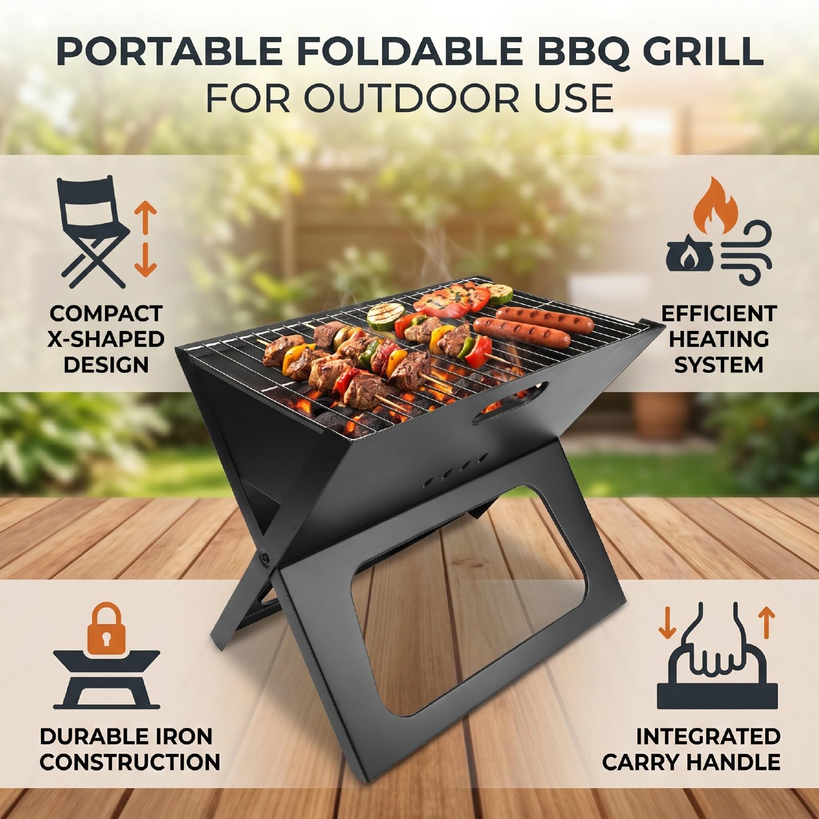 Keenso Barbecue a Carbone Portatile, 17.3 X 11.4 Pollici Pieghevole a