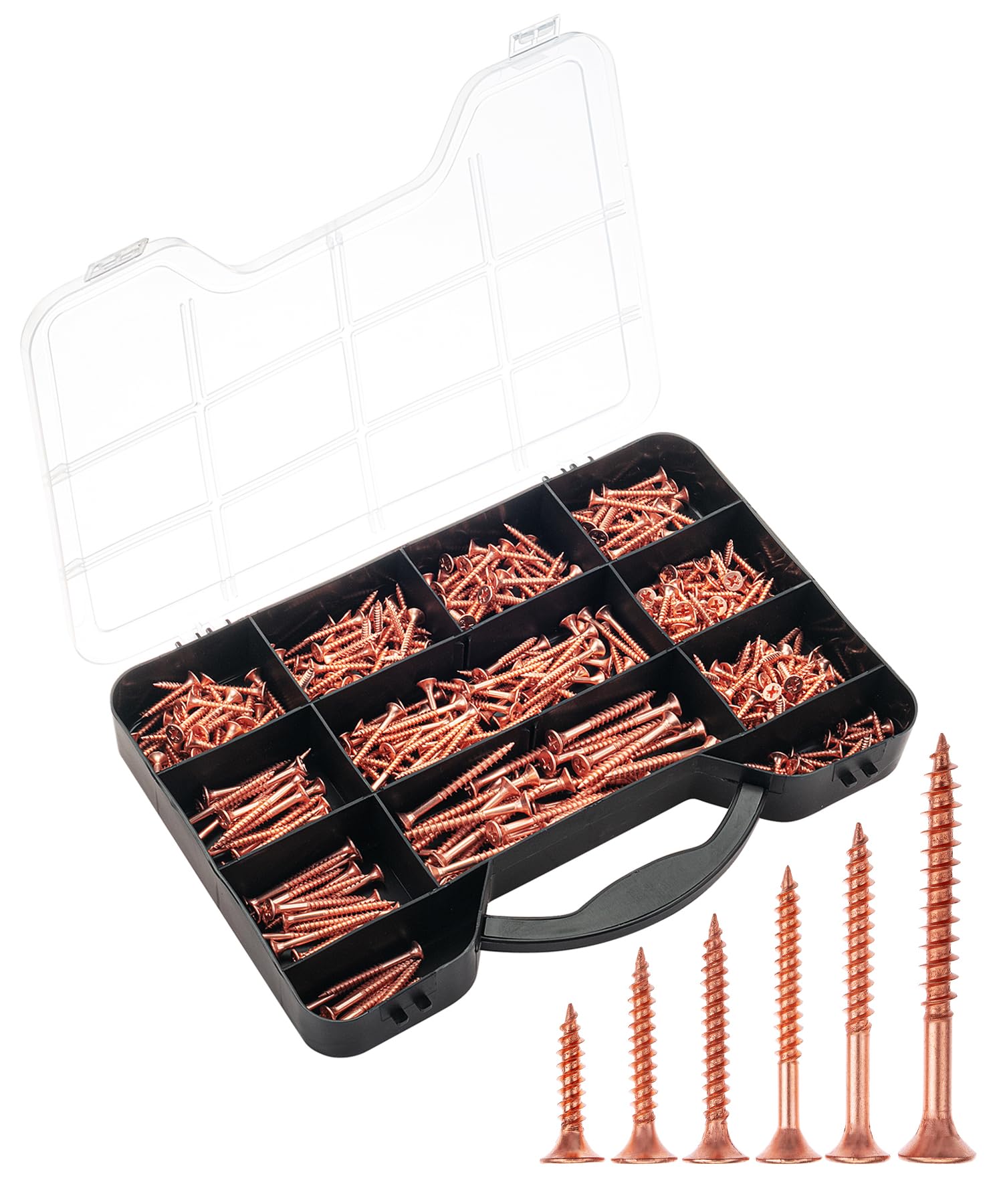 Mr. Pen- Wood Screws Assortment Kit, 456 pcs, Rose Gold, Phillips Tips, Assorted Wood Screws, 6 Sizes (2”, 1-1/2”, 1-1/4”, 1”, 3/4”, 1/2”)