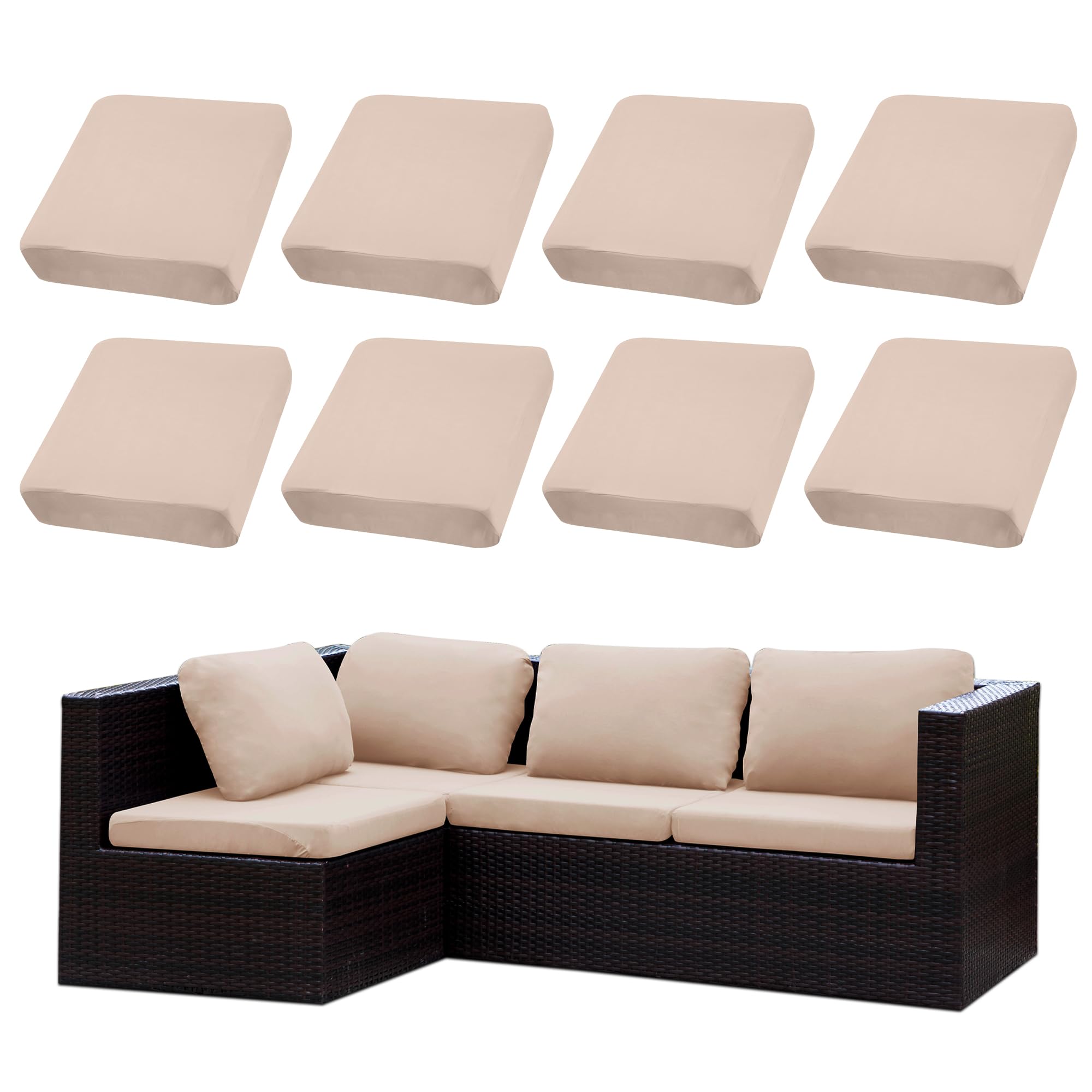 Photo 1 of SUKAIKEQA Outdoor Cushion Covers Set,8PCS Patio Furniture Couch Seat Slipcovers, Replacement for Sofa Sectional Chair(Cover?Only)