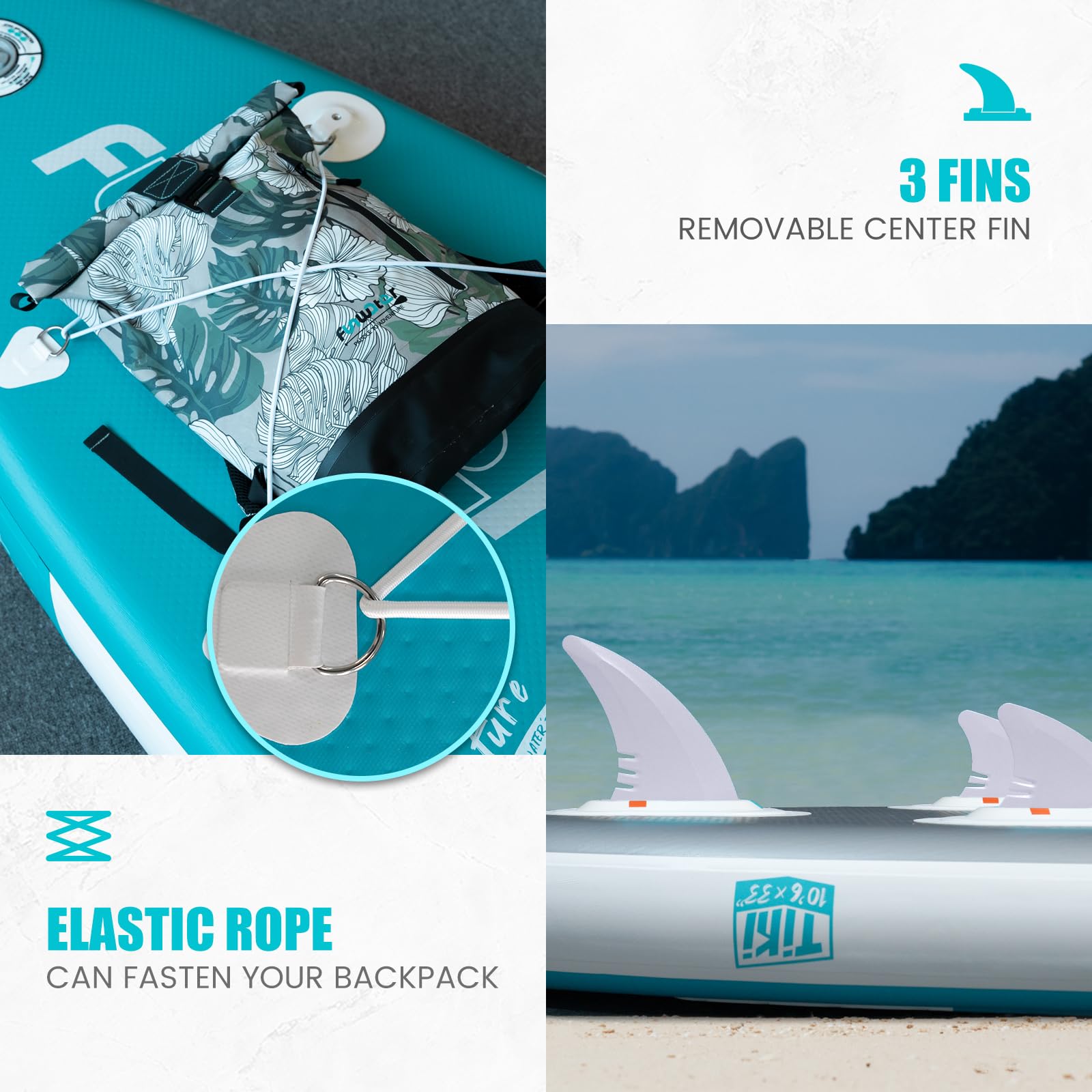 FunWater Tabla de Paddle Surf Hinchable, Ultraligera para Todos los Niveles, Tabla de Paddle Surf con Remo Ajustable, Tres Aletas, Kit de Mantenimiento, Conector de Válvula