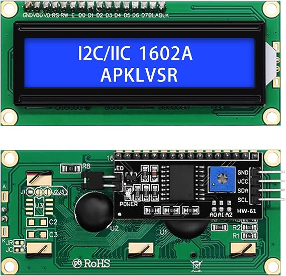LCD I2C IIC Display Module 16 x 2 Character Display Module with I2C Interface Compatible with Raspberry Pi/Arduino (Blue Screen)