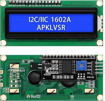 LCD I2C IIC Display Module 16 x 2 Character Display Module with I2C Interface Compatible with Raspberry Pi/Arduino (Blue Screen)