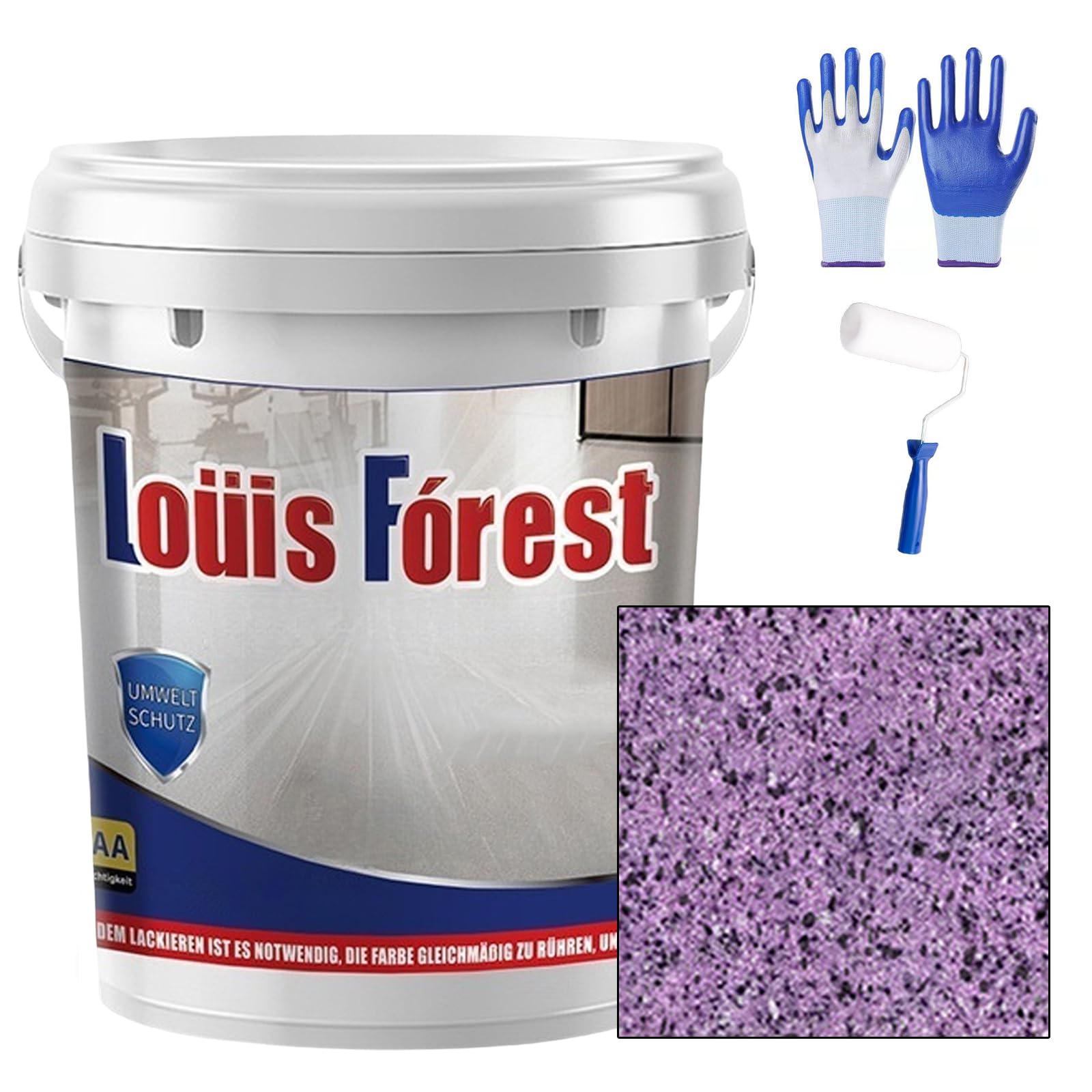 Ravionelle 2026 Upgrade Epoxy Colored Sand Floor Paint, Marble Effect Coating, Non-Slip & Wear-Resistant, Garage, Basement, Concrete & Wood Floors (purple,35oz/1kg)